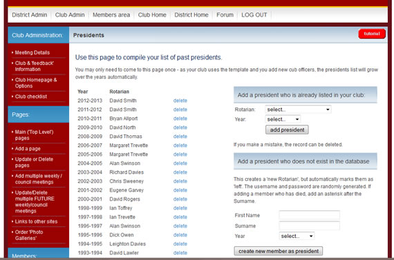 adding past presidents