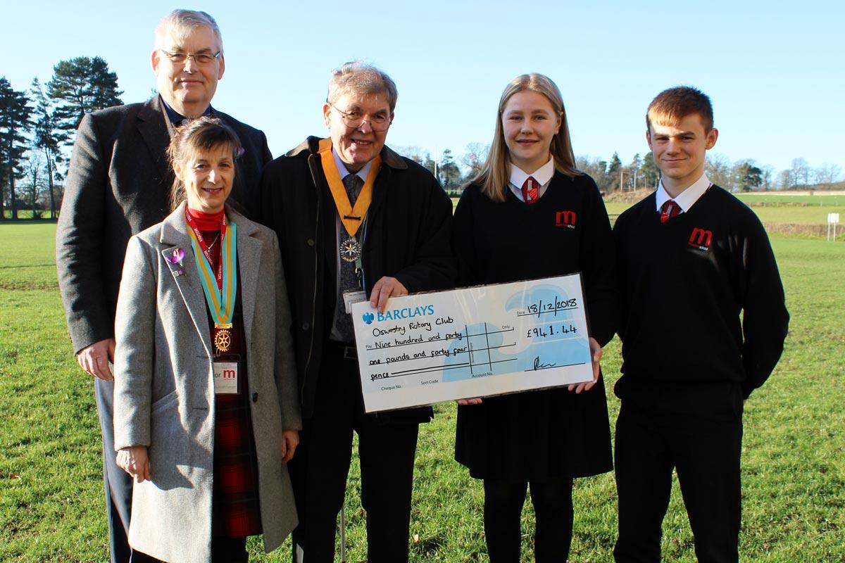 (L-R) Justin Soper, Sherie Soper, Mark Liquorish, Marches' Head Girl Hattie Leslie-Miller and Head Boy Dan Lee