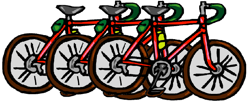 Four cartoon bikes