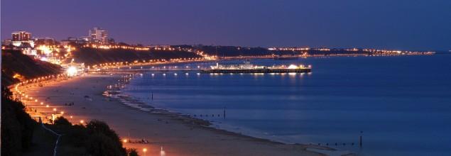 Bournemouth seafront by night.