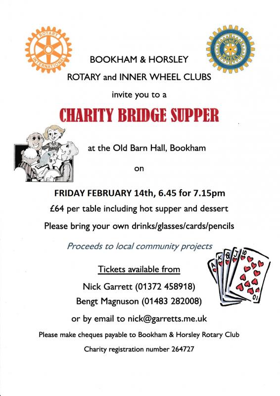 Charity Bridge Evening Rotary Club Of Bookham Horsley