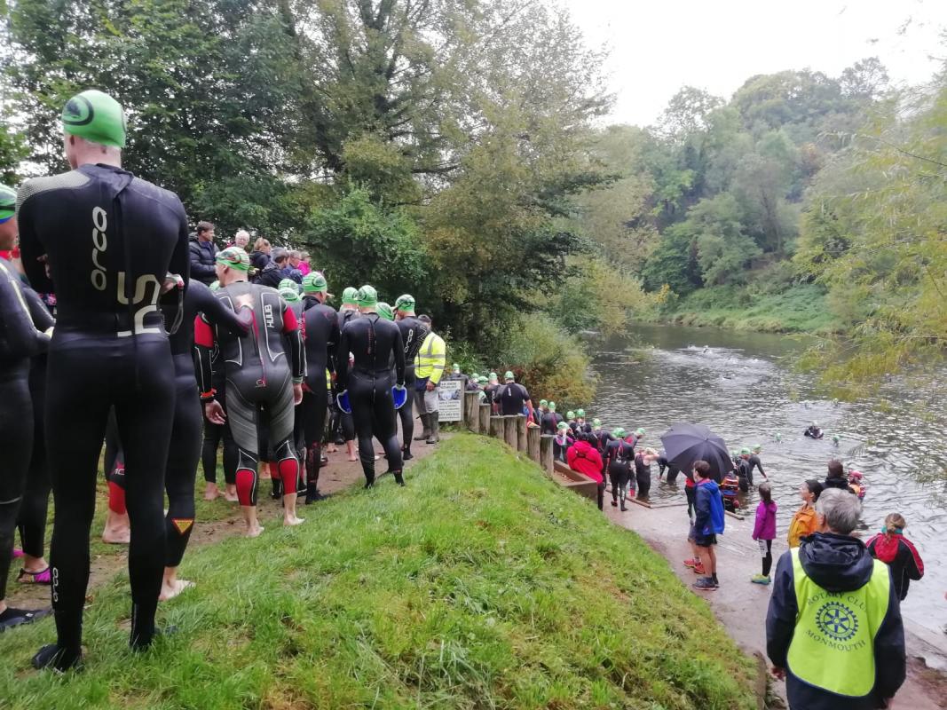 Swimmers preparing to enter the water