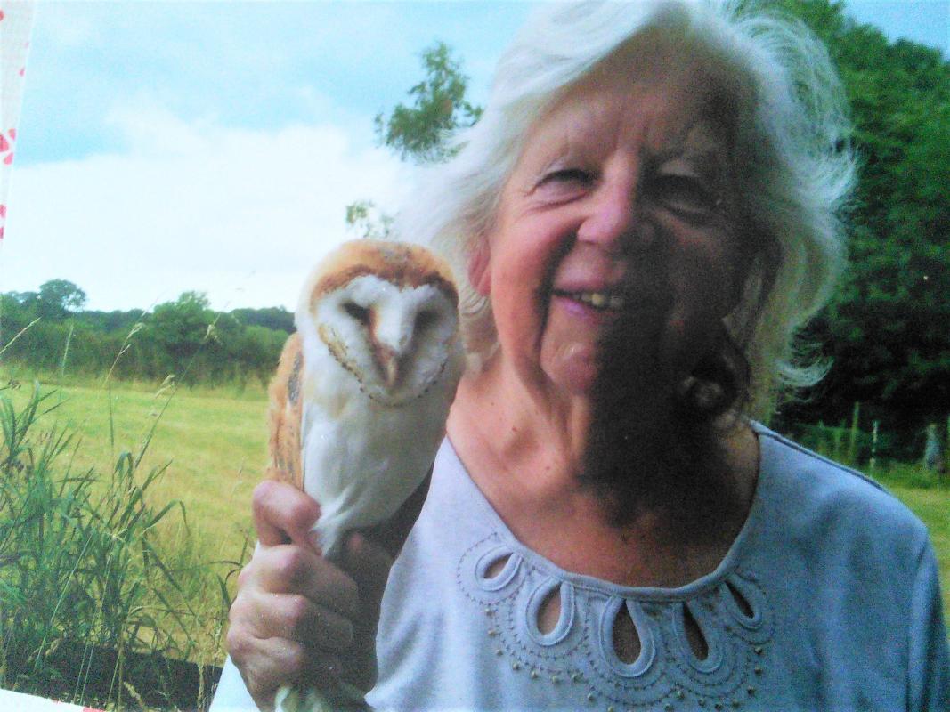 Joyce Crowe with a Barn Owl
