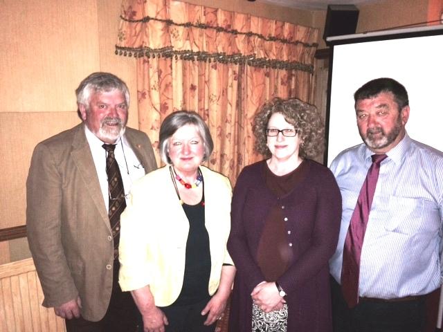 Gareth and his guest speakers Claire Vickers and Meinir McCall together with President Elect Gwynfor