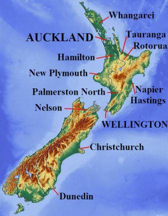 A map of New Zealand