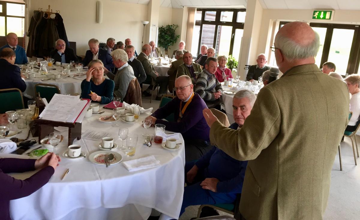 Peter Davey addressing the club