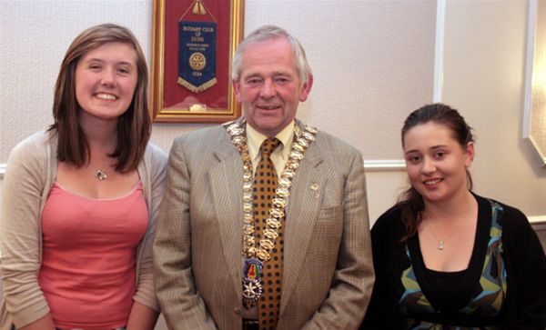 Duns Rotary President Robert Lamont with 2 sponsored RYLA participants, Hanah and
Emily.