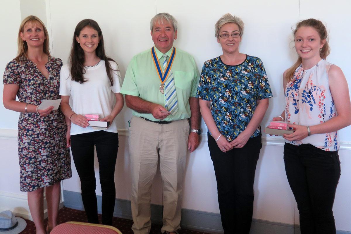 Moreton Hall winners of the Investment Competition 2016.
L-R Alison Matthews (teacher), Lucy Smith, President Mike Griffiths, Angela Jarman (HSBC) and Katie Bibby.
Katherina Christenson and Matilda Carver were unavailable.