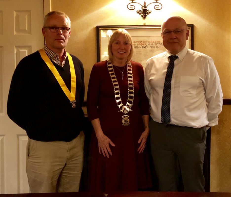 Left-Right. Vice President Michael Keene, President Liz Baxter, Past President Trevor Baxter.