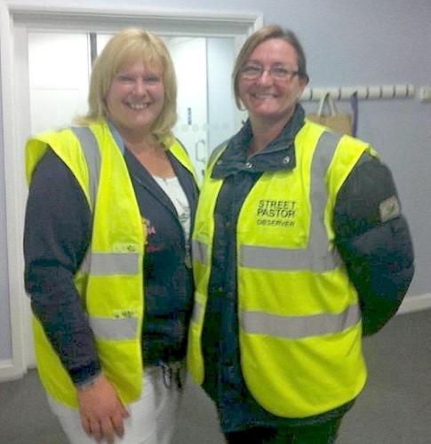 Julie Holden on the left celebrating the second birthday of the East Grinstead Street Pastors