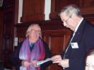 President Nigel Shock welcoming Barbara to the The Rotary Club of Pinner.