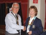 President Derek welcomes Betty to Banstead Club