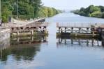 One of the lock gates on the way to Salford opening for the boat to go through.