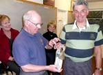     Organiser John Bracher takes first prize. 
The cash prizes were all generously declined by the finalists.
