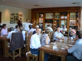 Members and guests enjoy a meal at the Deanston Distillery Visitor Centre.