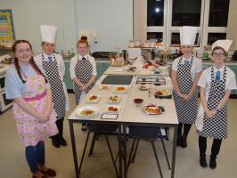 The Young Chefs with their dishes l-r Hannah Pill, Angus Clelland, Joanna Brannan, Anna McFarland and Jenna Fleming.