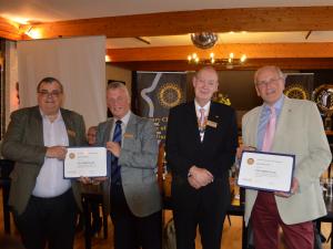 Iain Fraser, Assistant Governor elect Alistair Spowage, President Peter Farr and Lawrie Orr.