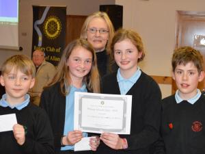 The winning team from Dunblane Primary with President Mary Fraser.