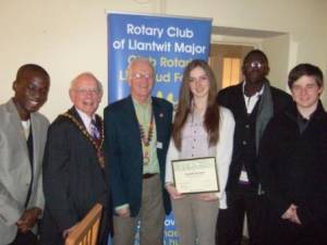Mayor and young visitors to Rotary Club