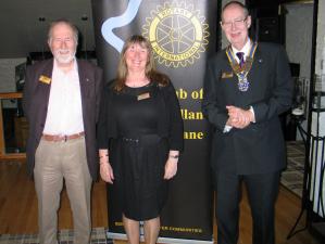Speakers host Colin Strachan, Gail Edwards and President Peter Farr