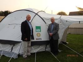 Shelter Box Event at the Angel Salem - President Ken Griffiths and David Owen
