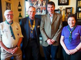 Mr & Mrs Comrie with President Jim and Rotarian, Angus Barrie