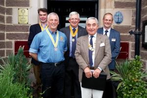 Club Officers for 2016/17 with Past President Jim McConnell and Assistant Governor, Alistair Spowage