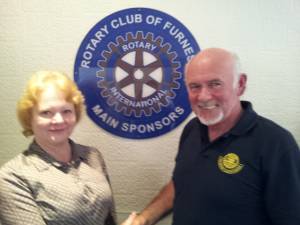 Dave Salt with Silvia Rees Secretary & Treasurer of Roose Cons Club