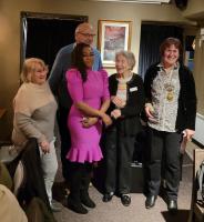 New Rotarians Edna, Amanda and Jean with Club President Paul and District Governor Barbara