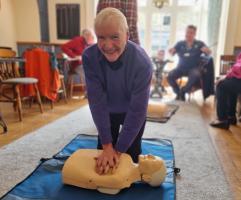 Defibrillator and CPR training for Rotarians