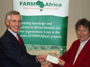 President Rod presents cheque for £2,000 to Farm Africa