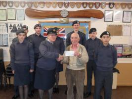 Cheque presented to ATC Hutton Squadron