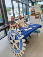 Rotarians Dilwyn and Nigel busy selling tickets at the Aldi store