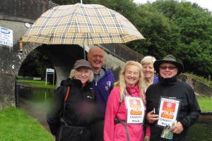Sylvia Keris with Wolverhampton St George Rotary Club members/friends at Autherley Junction on day 9 of the walk.