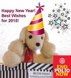 Happy New Year from Big Dog Parker End Polio Now and the members of the Rotary Club of Buxton!