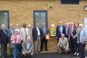 Baldock Rotary Club  defibrillator handover to Stotfold Council  