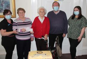 70th Anniversary Cake and Cheque to Bearehill Care Home
