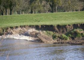 The bore wave on the opposite bank