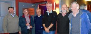 The top bowlers of the evening -Nigel, Peter, Gwilym and Hywel with President Gwynfor and evening organiser Kevin