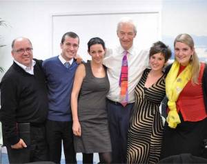 Seen here with Jon Snow are (l to r) Team Leader Mark Wallace, Steven Spierings, Claire Thompson, Louise Schwartzkoff and Julia Holman.