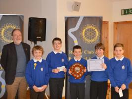 President Colin Strachan with this year's winners from Newton Primary School with their trophy and certificate. 