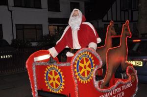 In spite of difficult weather conditions Father Christmas and his loyal helpers managed to visit many chidren of the local area and collected over £4000 for Rotary charities.
