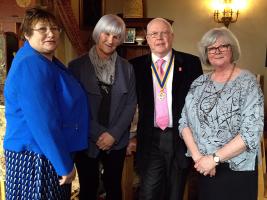 Chris Hughes, Jo Davis and Kath Diggens of Designs In Mind with President David Gordon