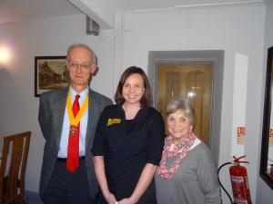 President elect Charles Anderson, Linda Feagan from the Dogs Trust and Rotarian Rae Morgan