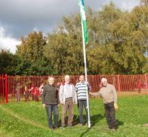The new flagpole at Bryn Celyn School
