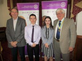 Congratulations to Philip Davies and Emily Jolly, shown here with President John Benbow and AG Derek LLoyd, who represented the club at the Pembrokeshire Area heat of the Young Musician Competition at Nant y Ffin Motel.