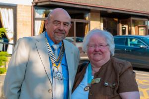 Hazel Haas (DG) and Bob Guard (President) at the Hotel St Pierre before the club meeting.