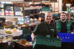 Food Bank Project Manager Hugh McNeil with Warehouse Manager Mitch Brookes