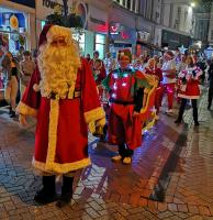 Santa Rotarian leads the parade through town for the Christmas lights Switch-on