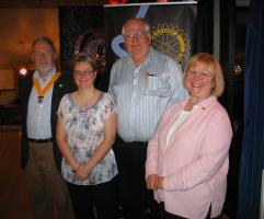 President Elect Colin Strachan, speaker Audrey Cooper, visiting Rotarian Henry Rowbottom and speakers host, Liz Balding.